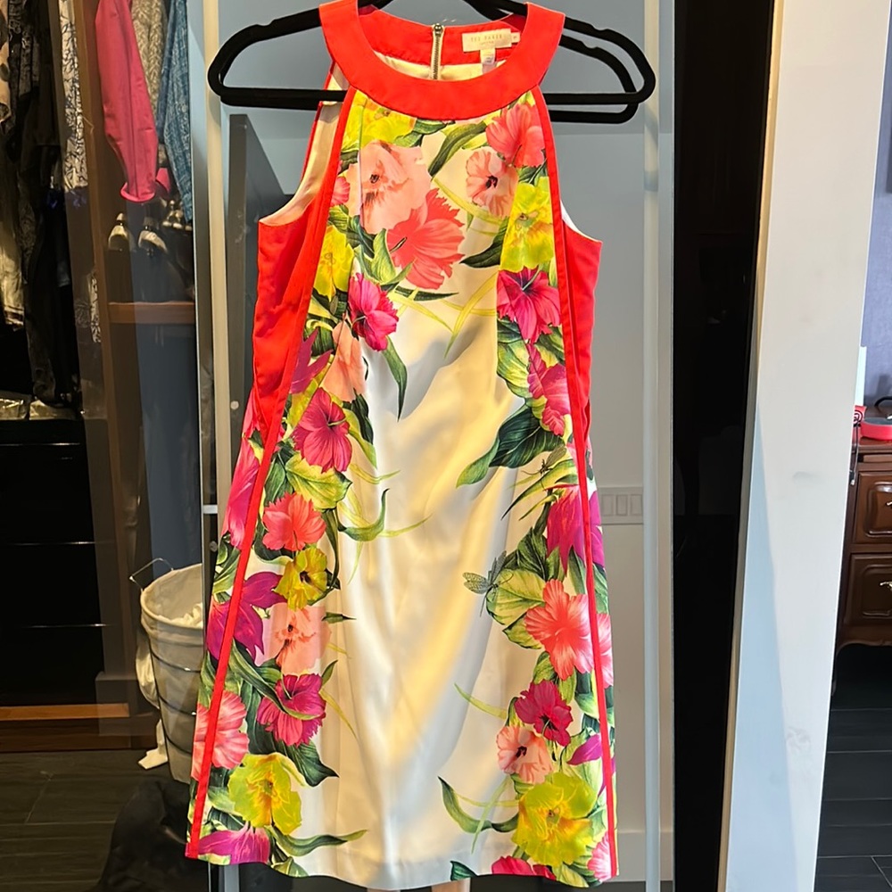 Ted baker dress flowers in pink ,purple and green